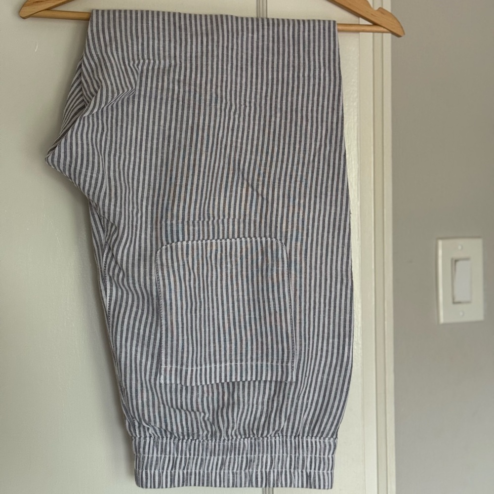 Old Navy High Rise Straight Striped Linen Pants